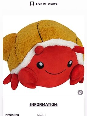Squishable 15” Red and Gold Plush Hermit Crab Toy